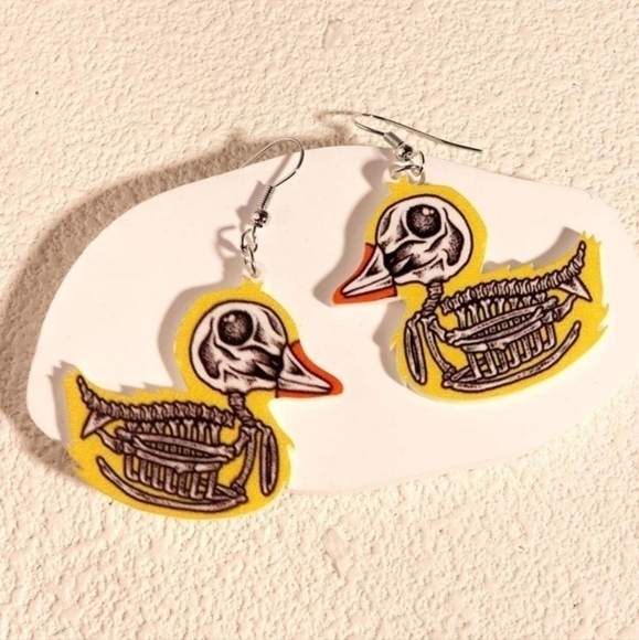 Skellington Duck Earrings - Picture 1 of 8
